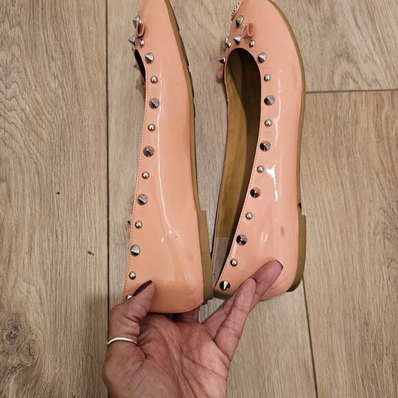 Marc Jacobs Silver Studded Piggy Pink Mouse Ballerina Pat. Lea. Flats Size 40.5 - Picture 4 of 7